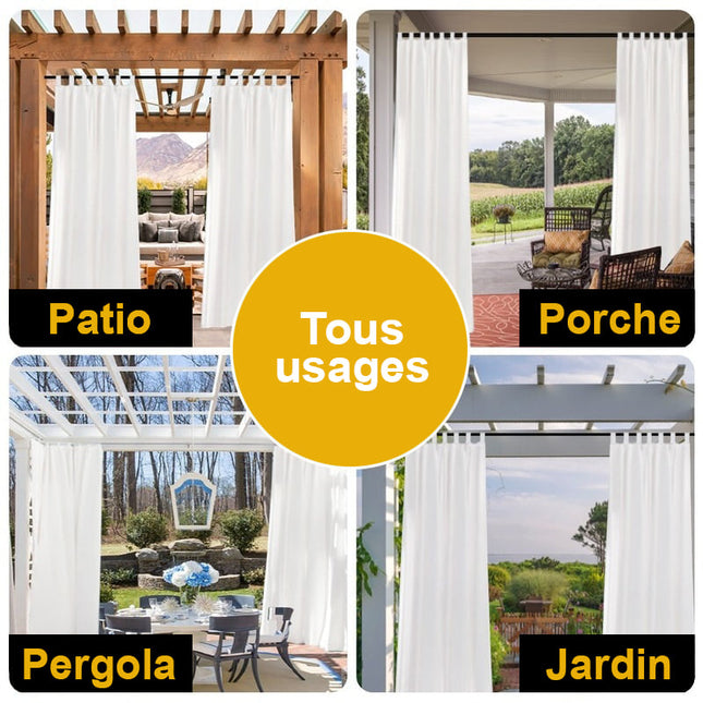 Tunn transparent utomhusgardin för pergola.