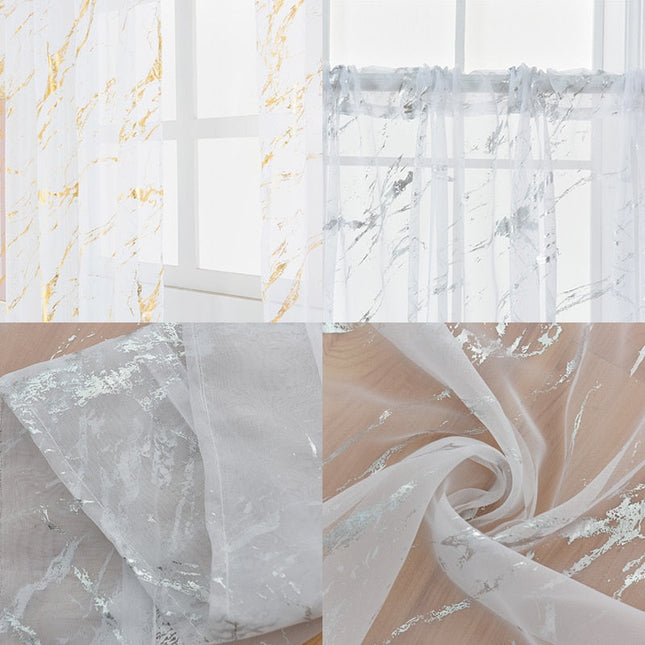 Tunn gardin med guld marmorering
