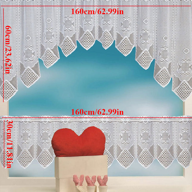 Vit cafégardin i spets för kök