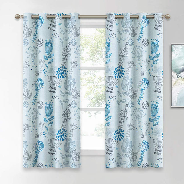 Mönstrad gardin med botaniskt motiv Rubirone