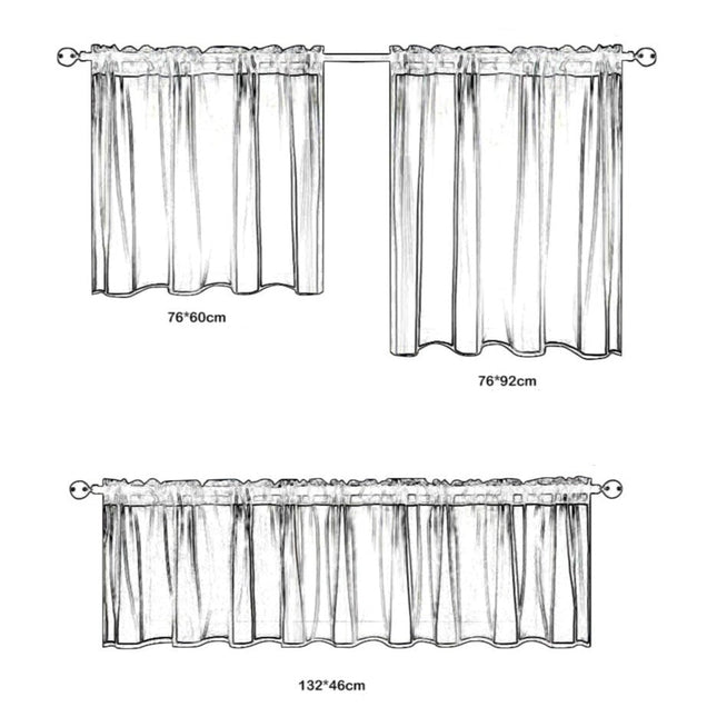 Vit kort cafégardin för köksfönster