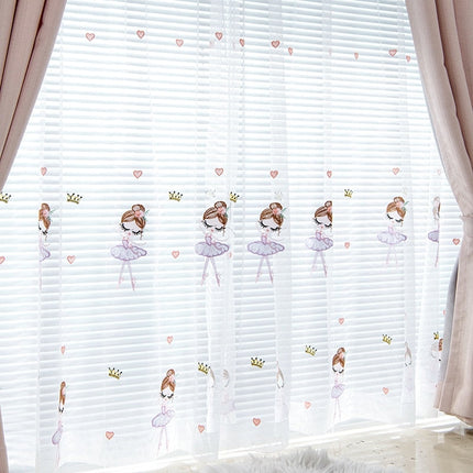 Tunn gardin för barnrum med ballerinor