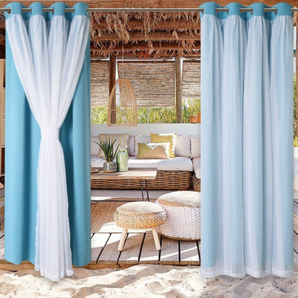 Vattentät gardin för uteplats med öglor.