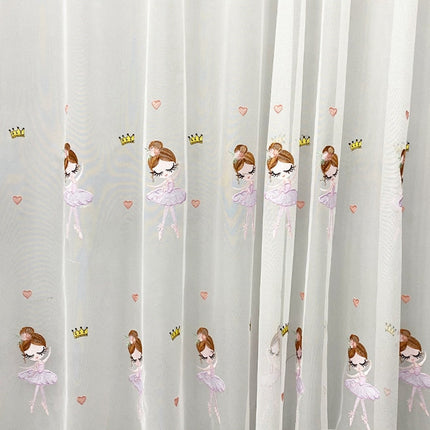 Tunn gardin för barnrum med ballerinor