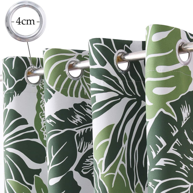 Kort gardin med tropiska blad