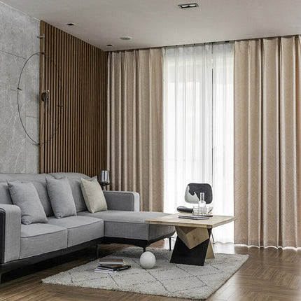 Brun mörkläggningsgardin Cavan med vågmönster