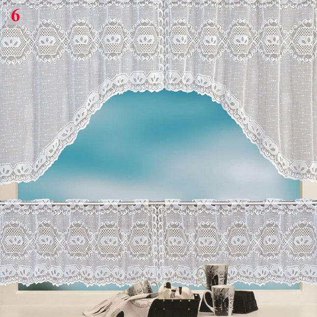 Vit cafégardin i spets för kök