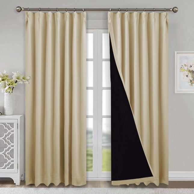 Beige mörkläggningsgardin för 100% mörkläggning