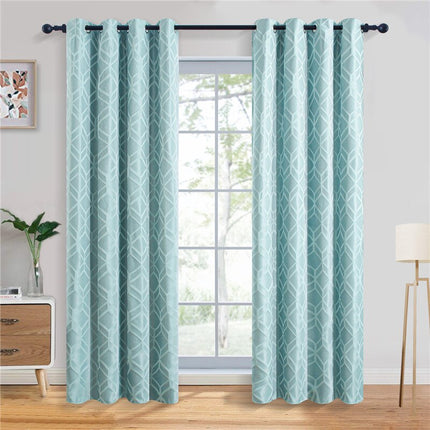 Blå mörkläggningsgardin med geometriskt mönster Lakvi