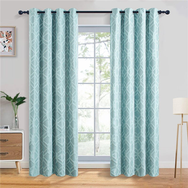 Blå mörkläggningsgardin med geometriskt mönster Lakvi