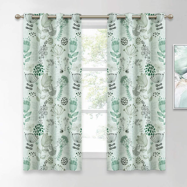 Mönstrad gardin med botaniskt motiv Rubirone