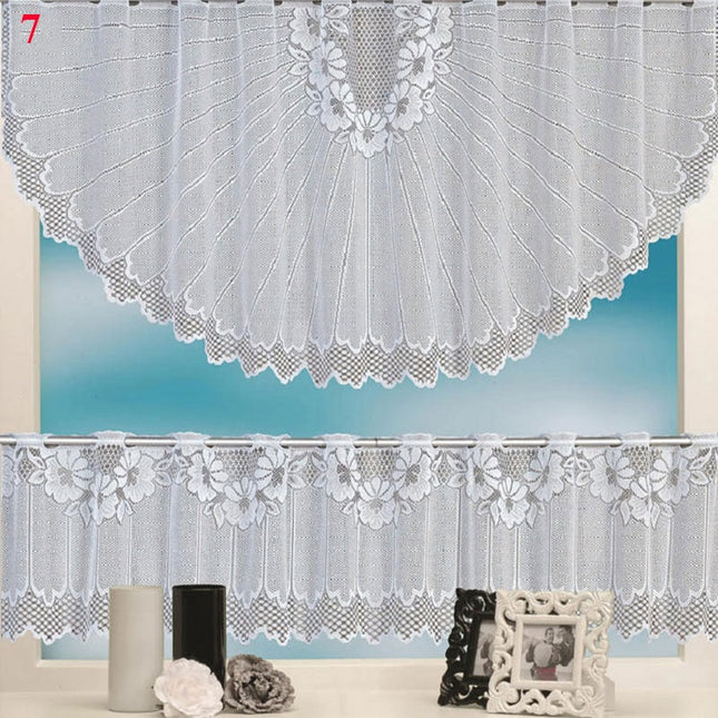 Vit cafégardin i spets för kök