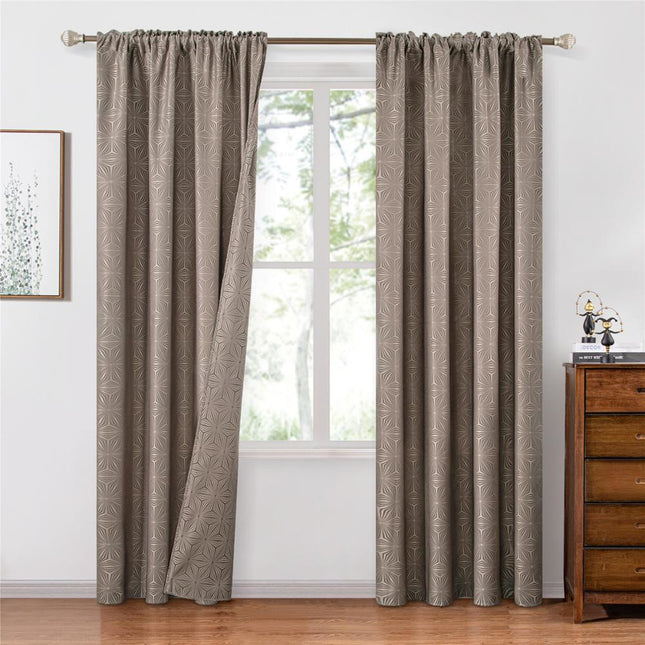 Brun gardin med geometriskt Art Deco-mönster