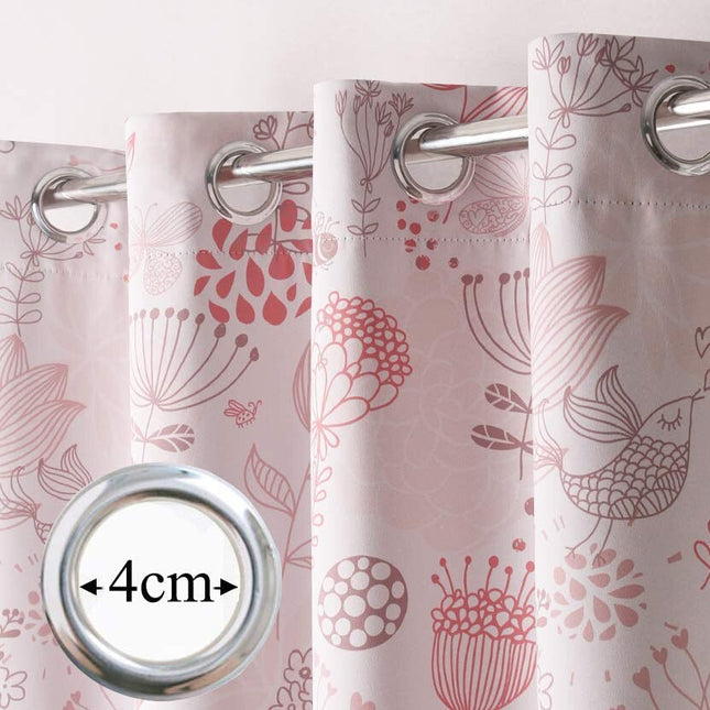 Mönstrad gardin med botaniskt motiv Rubirone