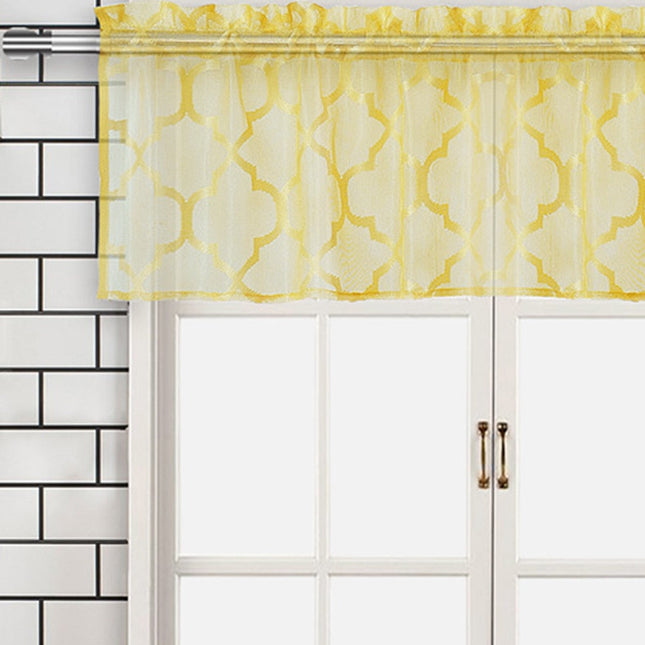 Mönstrad cafégardin för litet köksfönster