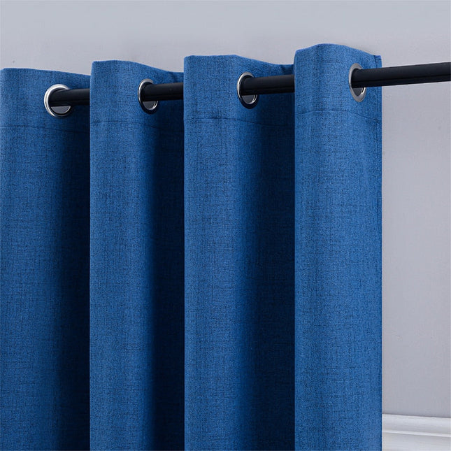 Kungsblå melerad mörkläggningsgardin med öljetter