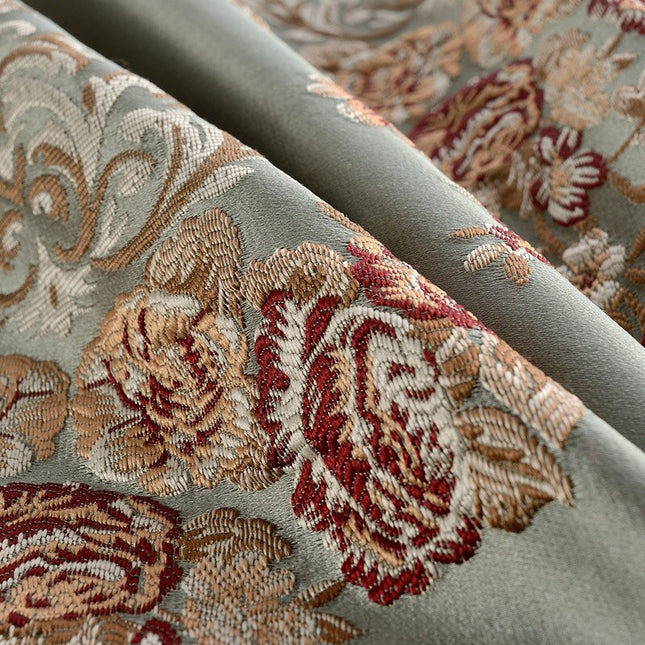 Mörkläggningsgardin i jacquard med blommönster