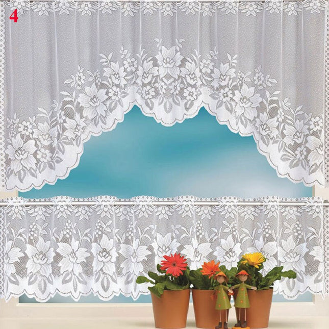 Vit cafégardin i spets för kök