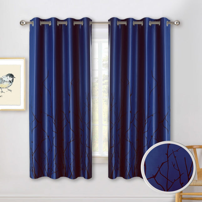 Mönstrad gardin med kvistar för vardagsrum.