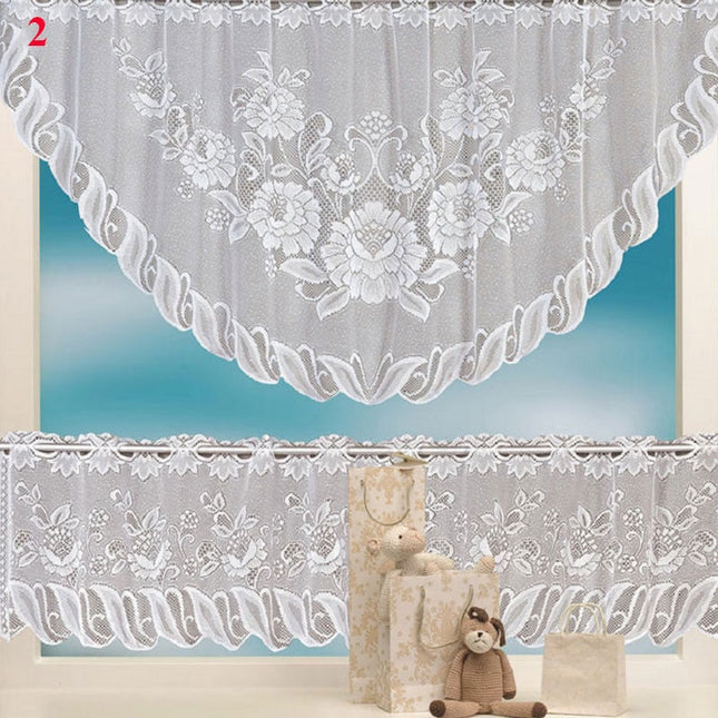 Vit cafégardin i spets för kök