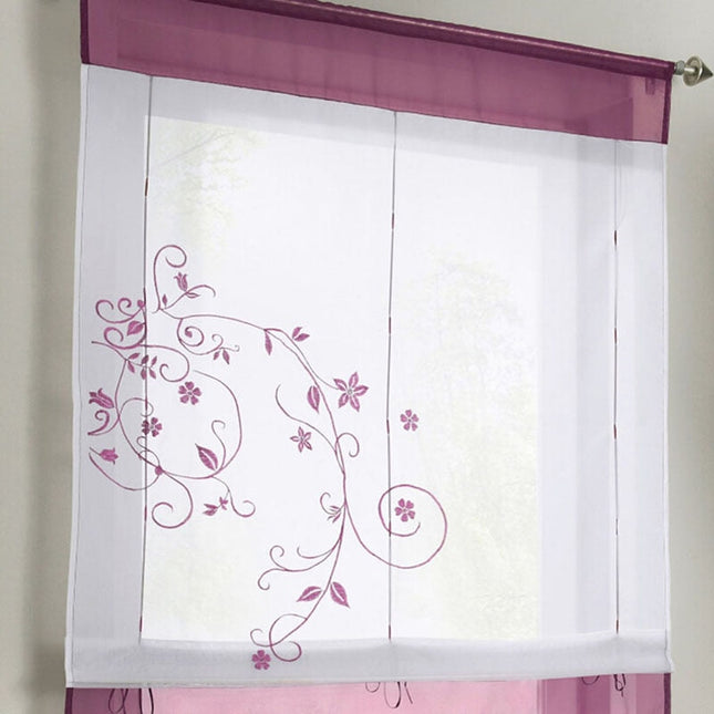 Hissgardin i voile med broderi Saina