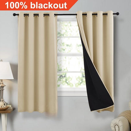 Beige mörkläggningsgardin för 100% mörkläggning