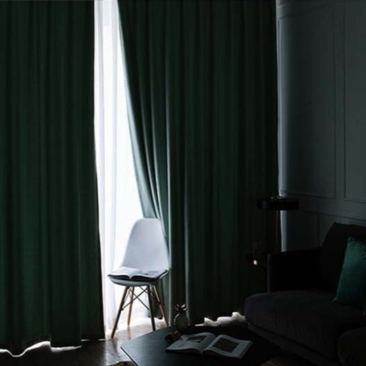 Blå mörkläggningsgardin med linnestruktur