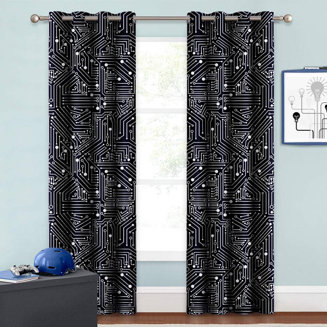 Gardin med mönster av kretskort