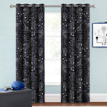 Gardin med mönster av kretskort