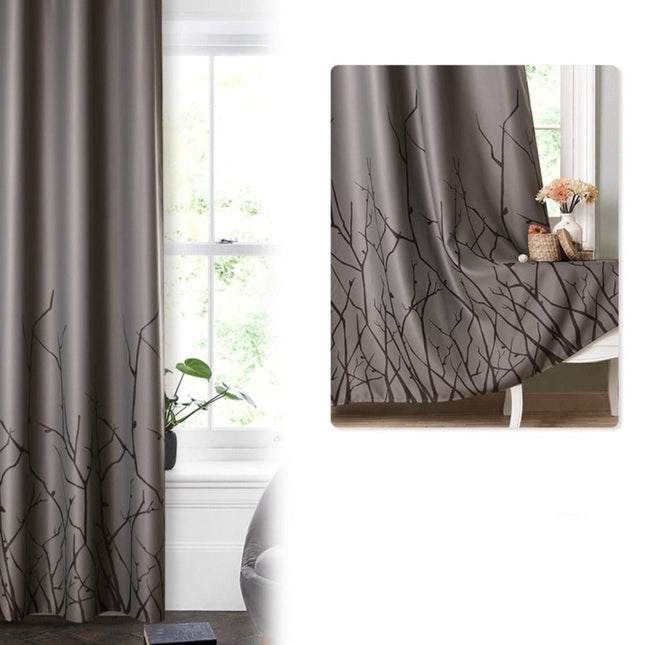 Mönstrad gardin med kvistar för vardagsrum.