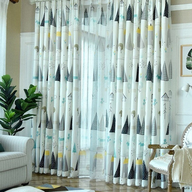 Mörkläggningsgardin barnrum med skogsmotiv