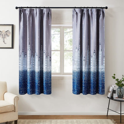 Mörkläggningsgardin med slottsmotiv för barnrum