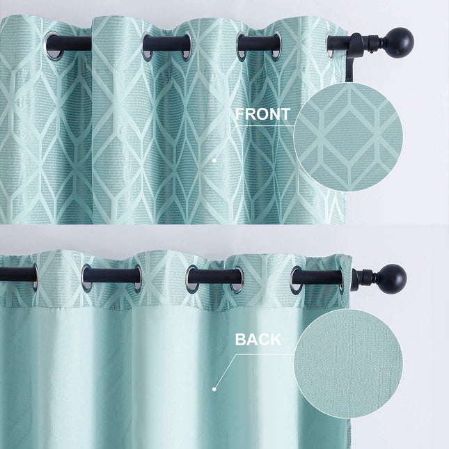 Blå mörkläggningsgardin med geometriskt mönster Lakvi