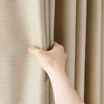 Beige mörkläggningsgardin i linnelook