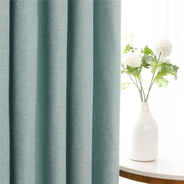 Ljusdämpande turkos gardin för vardagsrum