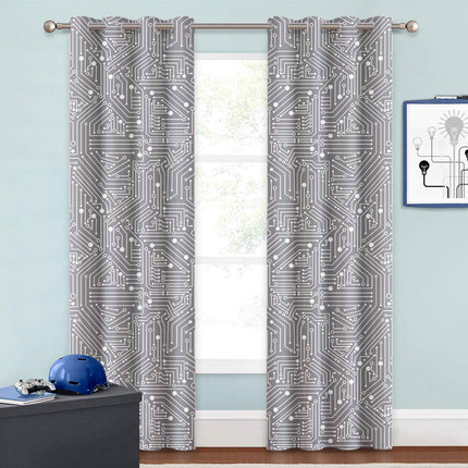 Gardin med mönster av kretskort