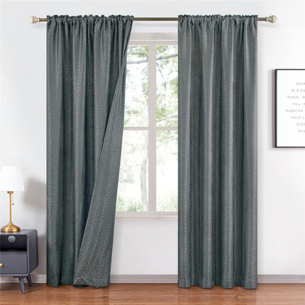 Grå gardin med geometriskt stjärnmönster