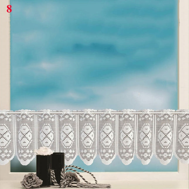 Vit cafégardin i spets för kök