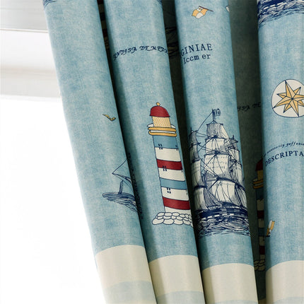 Gardin med marint mönster för barnrum