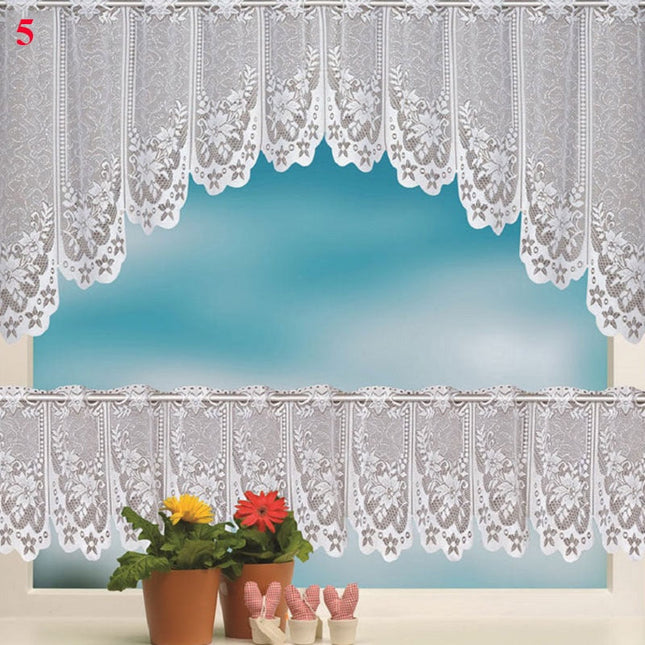 Vit cafégardin i spets för kök