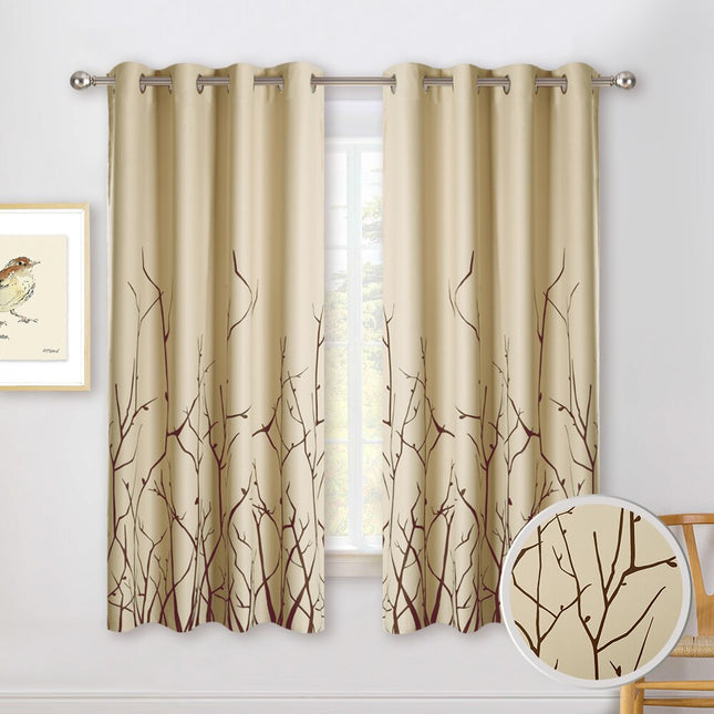 Mönstrad gardin med kvistar för vardagsrum.