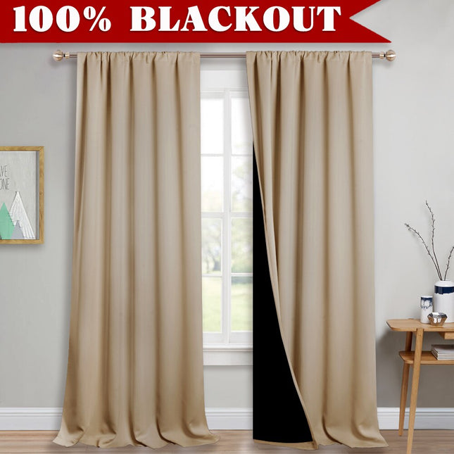 Enfärgad beige mörkläggningsgardin Forsa