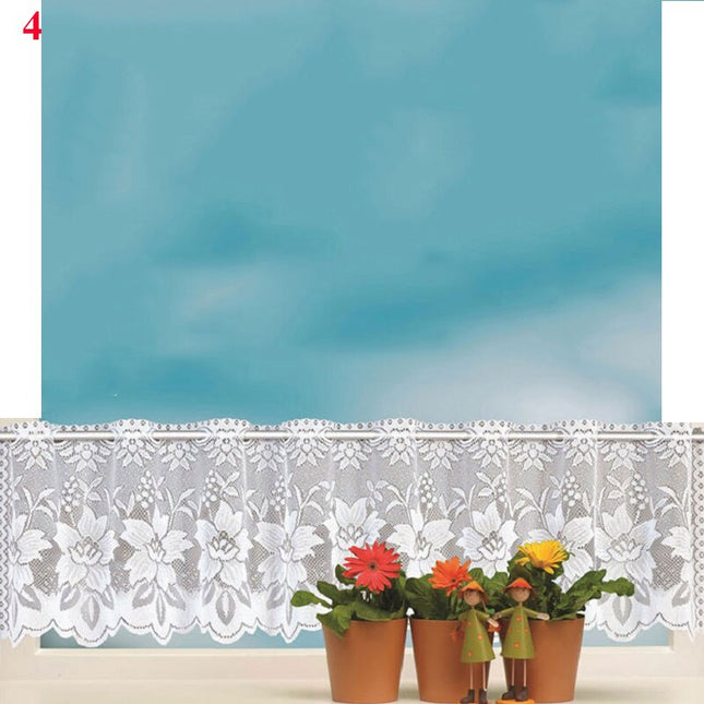 Vit cafégardin i spets för kök