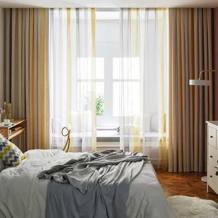 Randig gardin i linne-look för vardagsrum