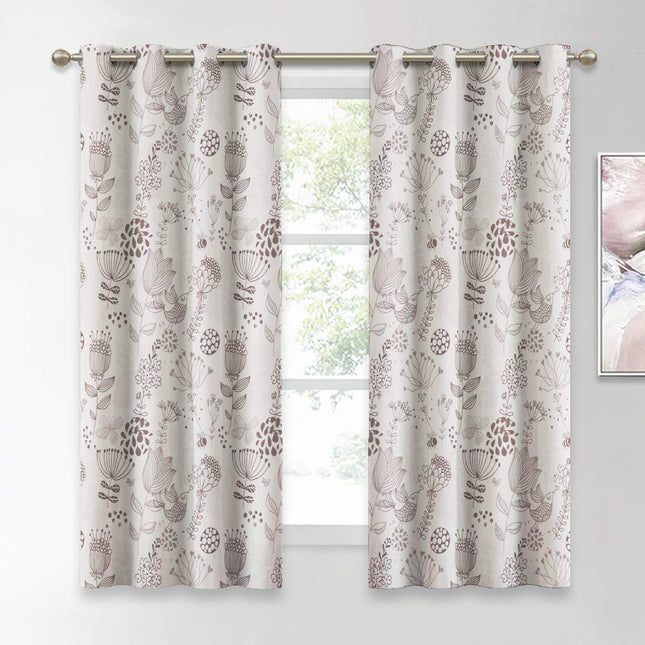 Mönstrad gardin med botaniskt motiv Rubirone