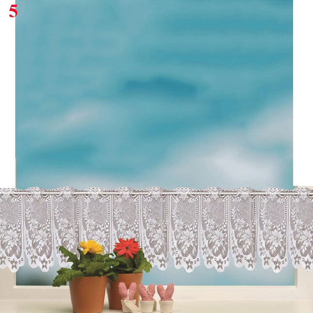 Vit cafégardin i spets för kök