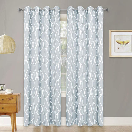 Ljusgrå mörkläggningsgardin Jarven med vågor