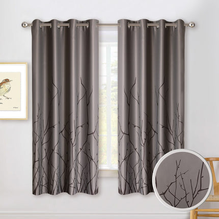 Mönstrad gardin med kvistar för vardagsrum.