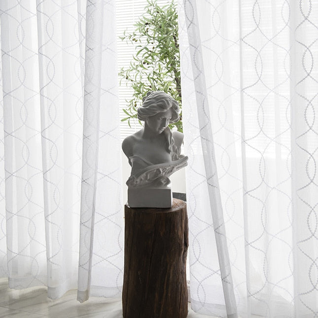 Skir gardin med geometriskt cirkelmönster