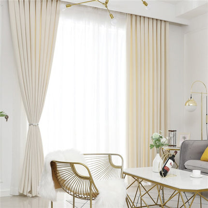 Enfärgad beige gardin i linnelook